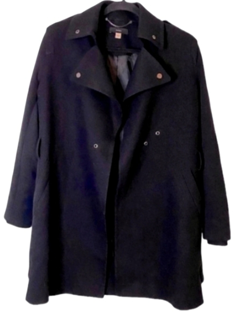 Diesel Oversized Black Wool Knit Trenchcoat Trench Coat Designer Long Jacket XS